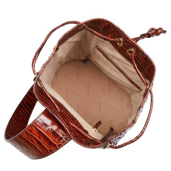 Brahmin Allie Pecan Melbourne Croc Embossed Sling Backpack - Picture 9 of 12